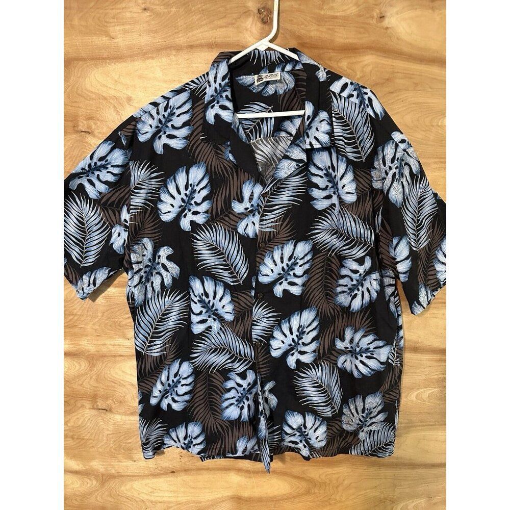 Aloha Republic Tropical Floral  Print Hawaiian Button Down Mens Shirt 3X-Large